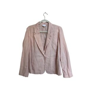 J.Jill Love Linen Blazer‎ Jacket Single Button Unlined Summer Size Large Petite